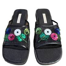 APOSTROPHE beaded black sandals style size 9.5