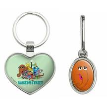 Sesame Street Heart Love Keychain & Snuffleupagus Face Oval Charm Zipper Pull