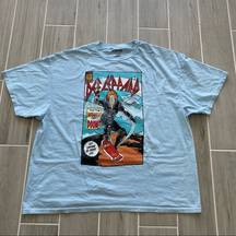 Def Leppard NEW  80’S RETRO GRAPHIC LIGHT BLUE OVERSIZED BAND TEE SZ S M L