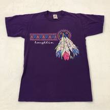 Jerzees Vintage 92 Wild West Laughlin Aztec Indian Feathers Purple  Shirt Adult S