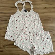 Valentine Hearts Shorts Pajamas Sleepwear Set size M