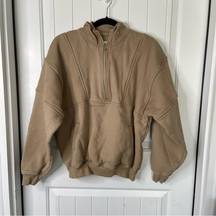 Joah Brown tan brown Retro half zip sweatshirt medium large