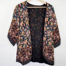 NLW Turkey Multi-Color Paisley Print Open Front Kimono Women's Size Small S