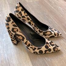 Pour La Victoire calf hair leopard print heels 8.5