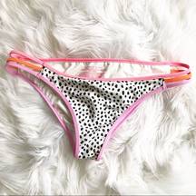 Victoria's Secret  Black white Dalmatian dot Strappy Cheeky Bikini swim Bottoms M