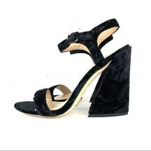 Nicole Miller  Atelier Brescia Black Velvet Ankle Strap Heels Size 9.5