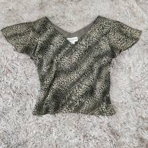 Danny & Nicole New York Vintage Animal Print Flutter Sleeve Top Size 12