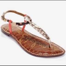 Sam Edelman Gigi Animal Print Snake Leopard Leather T-strap Sandal size 9.5