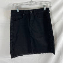 Rocks & Indigo Lace Up Side Black Denim Mini Skirt 4/26