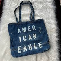 American Eagle Denim Logo Tote Bag