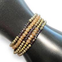 Womens Set of 5 Glittering Beaded Stretch Fashion Bracelets Purple EUC Like New