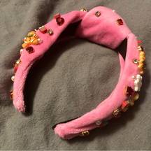 Bubblegum Pink Gingerbread Rhinestone Knot Headband Christmas Tree Bejeweled