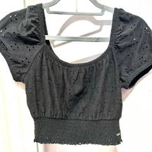 Hollister  Black Puff Sleeve Shirt