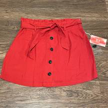 NWT  Linen Collection Sash Belted Mini Skirt Burnt Orange Size Large