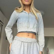 Brandy Melville grey cropped christy hoodie zip up