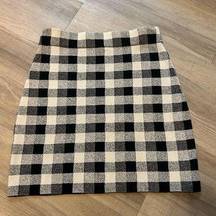 Theory black and white checkered stretch knit skirt