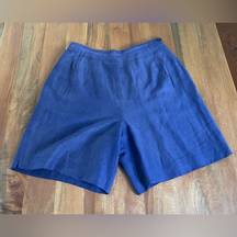 Vintage 90s Chelsea Campbell Blue Silk Linen High Waist Shorts 10 Charter Club