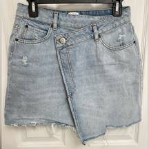 Urban Outfitters Light Wash Denim Asymmetric Wrap Jean Skirt Women’s Size M