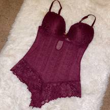 Daisey Fuentes Medium Plum Purple #Lace Bodysuit