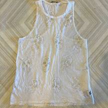 Terez White with Sheer Skulls Racerback Tank Top