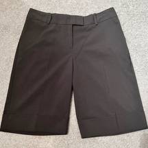 Women’s Dark Grey Office Bermuda Shorts Mid-Rise Flat-Front Zip