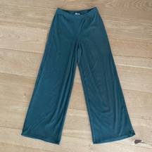 Hem & Thread High Waist Wide Leg Rib Pants in Green