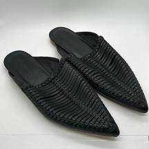 Ulla Johnson Black Leather Pointed Toe Mules Slides Shoes **Sz 40/US 10** 🌺🌺