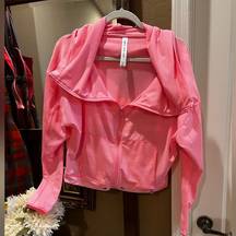 LORNA JANE ACTIVE Cropped Zip Up Hoodie Jacket Pink L/S- Size XS