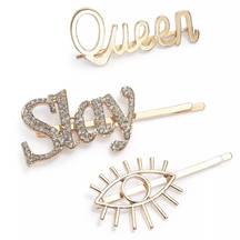 Gold-Tone “Queen, Slay & Eye” 3-Pc. Set Bobby Pins Sz O/S