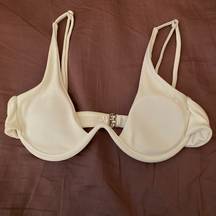 Zaful Push Up Plunge Ribbed White Bikini Top