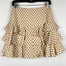 NWT INDIKAH Skirt Cream & Rust Polka Dot Mini Skirt Tiered New Boutique Medium M