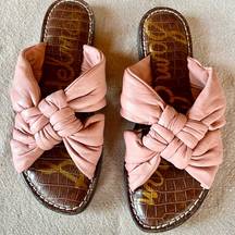 Garson Knotted Strap Sandal in Pink Leather Size 7