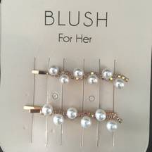 New Blush set of 2 Dressy Bobby Pins Gold Pearls