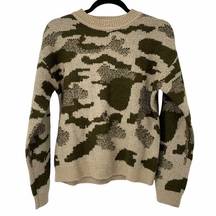 Cotton Emporium Beige Green Camouflage Crewneck Sweater