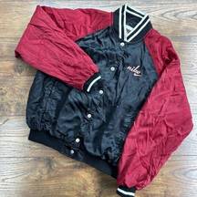 Nike  Vintage 90s Women's Snap Up Bomber‎ Windbreaker Black Red Lined M(8-10)