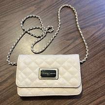 Christian Lacroix Quilted Beige Gold Chain Crossbody Clutch