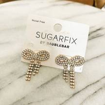 Sugarfix by  Earrings Crystal Gold Toned Bow Glam Barbiecore