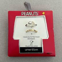 Unwritten Two-Tone Snoopy “I Love You to the Moon and Back” Adj. Ring Duo Size 9