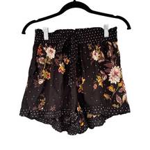 1263 Blue Rain Black Floral Boho Shorts Size  Small