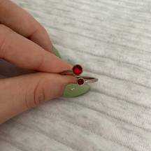 adjustable red stone silver ring