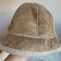 Nine West  Faux Shearling Tan Bucket Hat