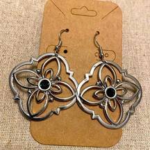 NWT Bohemian floral, circles, golden mean dangle earrings, green center