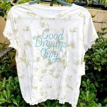 Lauren Conrad Intimates Sage Green Cropped Tie Dye "Good Dreams Only" PJ M NWT