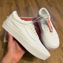 Vans  old skool white platform lace up shoes sneakers women’s 9 new