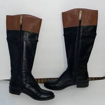 Tommy Hilfiger Equestrian Tall Boots Black Brown size 6.5 Horse Bit Detail