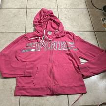 PINK - Victoria's Secret Victoria Secret PINK Pink & Silver Zip Up Hoodie / Jacket Womens Large