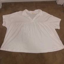 White Cropped Collared Tee