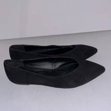Black Leather Pointed Toe Ballet Flat Shoes size 7