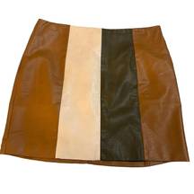 THE IMPECCABLE PIG faux leather striped mini-skirt. Size: Large