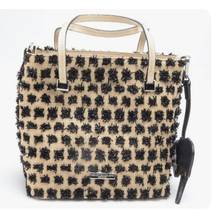 CHRISTIAN SIRIANO RAFFIA SABRINA SHOPPER HANDBAG NATURAL & BLACK ELEPHANT FOB